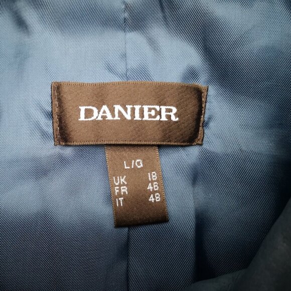 Danier Leather Ladies Size Large Lined Windsor Blue Full Zip Leather Jacket - Picture 3 of 13